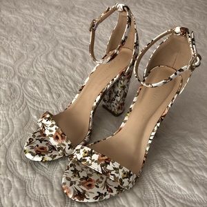 Floral Print Block Heels